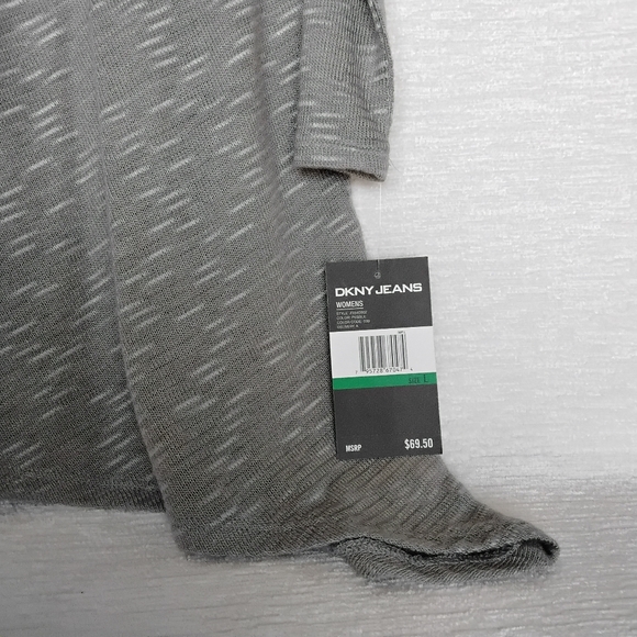 DKNY Jeans Size Large Gray Cowl Collar  Knit Sweater NWT - Picture 2 of 8